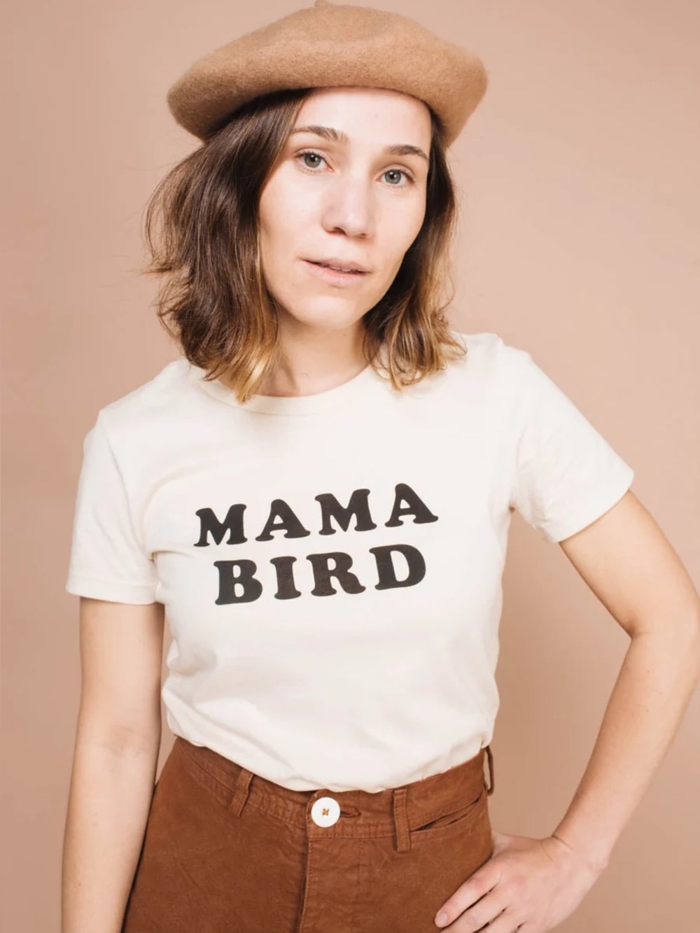Mama Bird T-Shirt - Cream by The Bee & The Fox Large